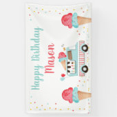 Banderoles Camion Crème de glace Garçon bleu rouge Anniversai (Vertical)