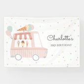 Banderoles Camion Crème de glace rose Décor de fête d'anniver (Horizontal)