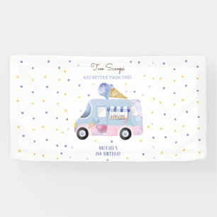 Banderoles Camion crème glacée 2 scoops deuxième anniversaire