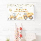 Banderoles Camion de construction jaune Anniversaire Grande b (En situation)