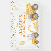 Banderoles Camion de construction jaune Anniversaire Grande b (Vertical)