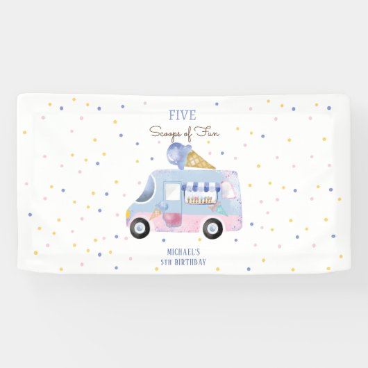 Banderoles Camion glace Scoops of fun anniversaire de enfant (Horizontal)