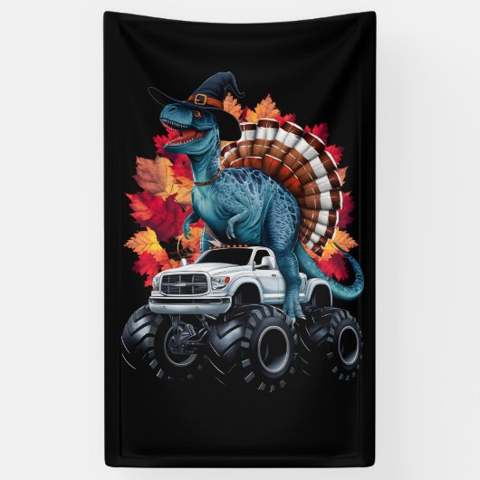 Banderoles Camion Monster T-Rex Dinosaur de Thanksgiving (Vertical)