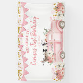 Banderoles Camion Rose Citrouille De Ferme Par Anniversaire C (Vertical)