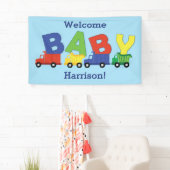Banderoles Camions Boy Baby shower Construction Cute (En situation)