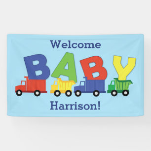 Banderoles Camions Boy Baby shower Construction Cute