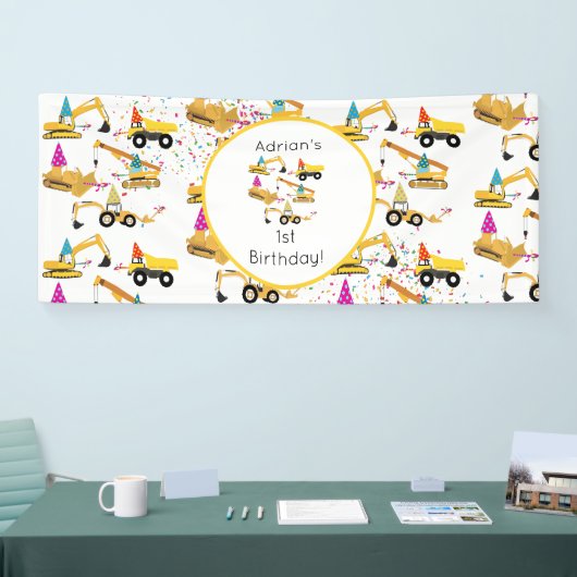 Banderoles Camions de construction Motif de fête d'anniversai (Salon professionnel)