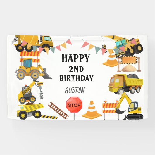 Banderoles Camions de construction | Parti Anniversaire de en (Horizontal)