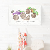 Banderoles Camions Monster Vert Violet Dynamique Anniversaire (En situation)