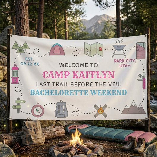 Banderoles Camp Bach Wilderness Bachelorette Party Welcome