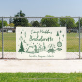 Banderoles Camp Bachelorette Camping Main Drag Écriture verte (Insitu)