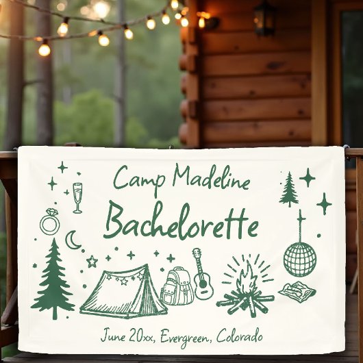 Banderoles Camp Bachelorette Camping Main Drag Écriture verte