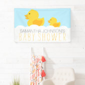 Banderoles Canards en caoutchouc Baby shower jaune neutre (En situation)