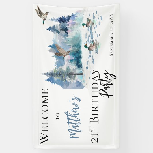 Banderoles Canards Forêt forestière Nature 21e fête d'anniver (Vertical)