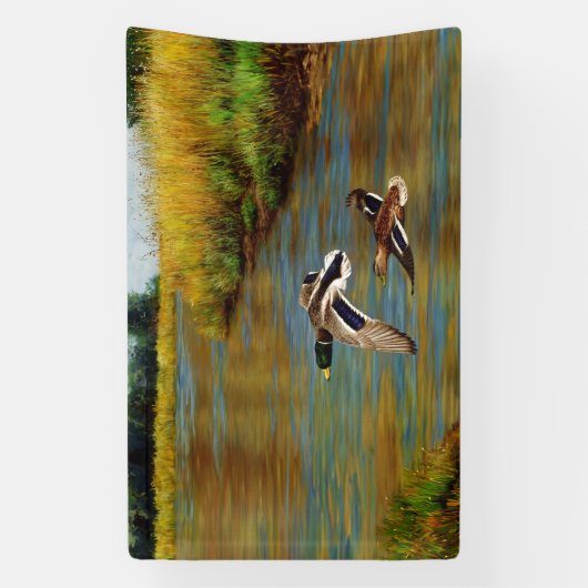 Banderoles Canards-Majards Survolant L'Étang (Verticale)