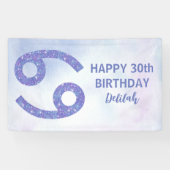 Banderoles Cancer mignon Personnalisé Astrologie violette fêt (Horizontal)