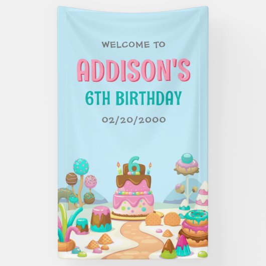 Banderoles Candy Sweet Girl's Candyland Anniversaire (Vertical)