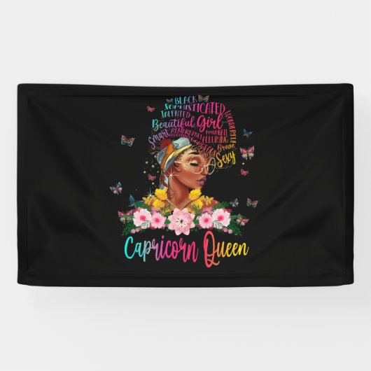Banderoles Capricorn Queen Black Femmes Persistant Belle (Horizontal)