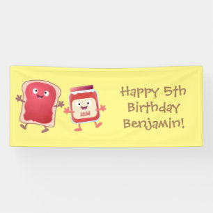 Banderoles Caractères de dessins animés sur le pain et la con