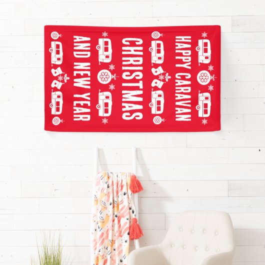 Banderoles Caravan Joyeux Camping de Noël (En situation)