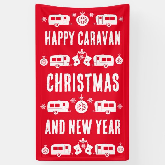 Banderoles Caravan Joyeux Camping de Noël (Vertical)