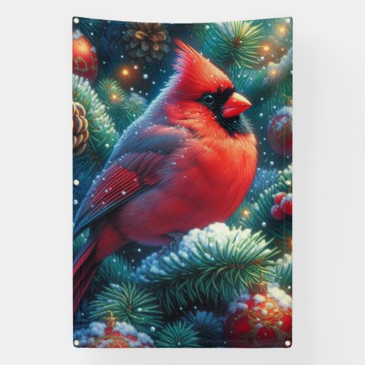 Banderoles Cardinal de Noël/hiver (Verticale)