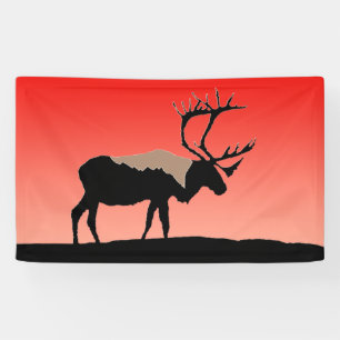 Banderoles Caribou au coucher du soleil - Art original de la