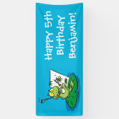 Banderoles Caricature amusante de grenouille verte (Vertical)