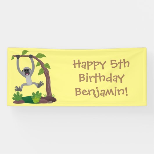 Banderoles Caricature de bande de gibbon joyeux (Horizontal)