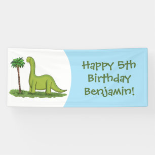Banderoles Caricature de dinosaure de brontosaurus vert migno