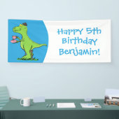 Banderoles Caricature de dinosaure vert t rex (Salon professionnel)