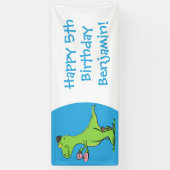 Banderoles Caricature de dinosaure vert t rex (Vertical)