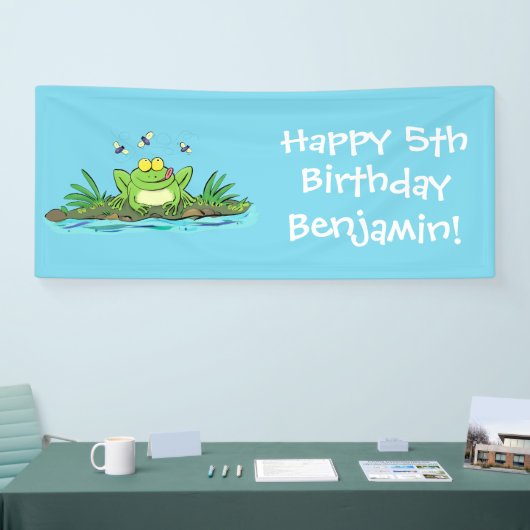 Banderoles Caricature de grenouille vert mignon (Salon professionnel)