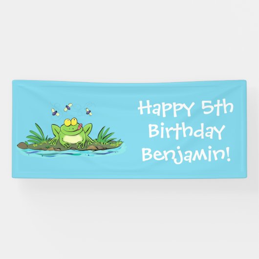 Banderoles Caricature de grenouille vert mignon (Horizontal)