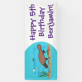 Banderoles Caricature de natation de Cute platypus (Vertical)