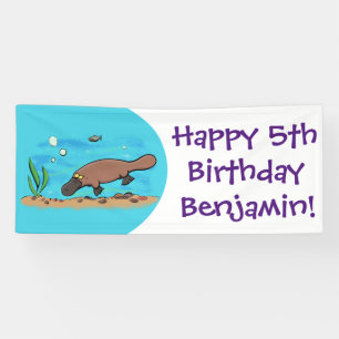 Banderoles Caricature de natation de Cute platypus