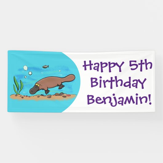Banderoles Caricature de natation de Cute platypus (Horizontal)