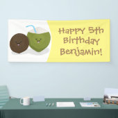 Banderoles Caricature de noix de coco kawaii joyeux (Salon professionnel)