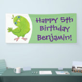 Banderoles Caricature de perruche verte curieuse (Salon professionnel)