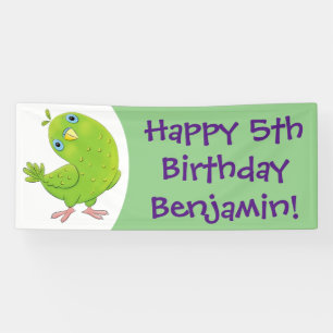 Banderoles Caricature de perruche verte curieuse