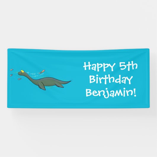 Banderoles Caricature de plesiosaure, monstre marin mignon et (Horizontal)