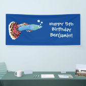 Banderoles Caricature de poisson tropical guppy très chic (Salon professionnel)