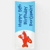 Banderoles Caricature de vol d'avion rouge mignon (Vertical)