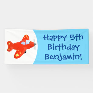 Banderoles Caricature de vol d'avion rouge mignon