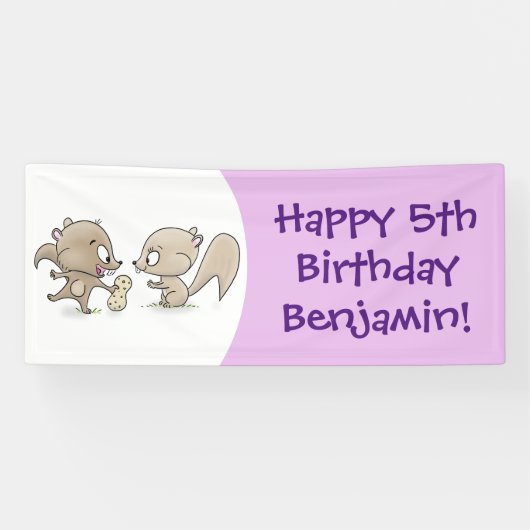 Banderoles Caricature d'écureuils marrants (Horizontal)