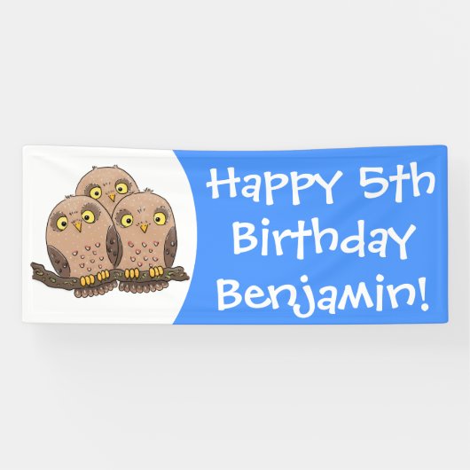 Banderoles Caricature en trio de chouette (Horizontal)