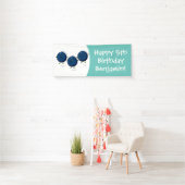 Banderoles Caricature mignonne de bleuets violets (En situation)