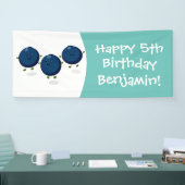 Banderoles Caricature mignonne de bleuets violets (Salon professionnel)