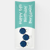 Banderoles Caricature mignonne de bleuets violets (Vertical)