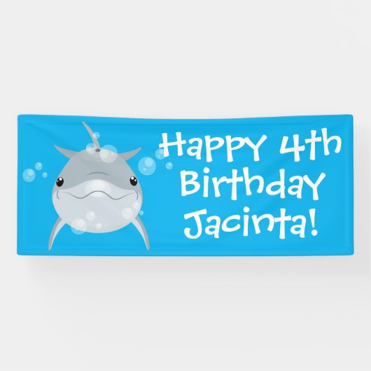 Banderoles Caricature pour dauphin kawaii joyeux (Horizontal)